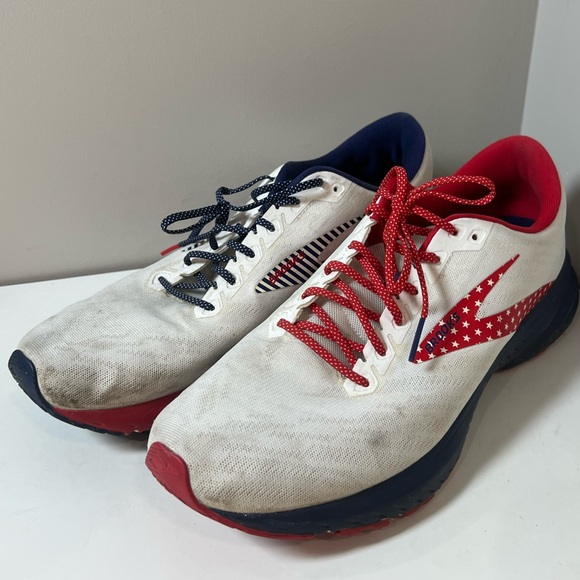 Brooks Size 14 Launch 7 DNA USA Patriotic Red, White, and Blue Athletic Shoes - Picture 1 of 12